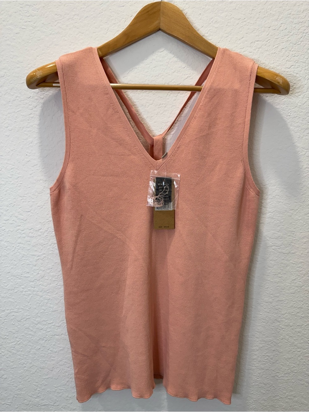 Cremieux Rose Garden Pink Sleeveless Knit Top Tie Back Women’s Large NWT